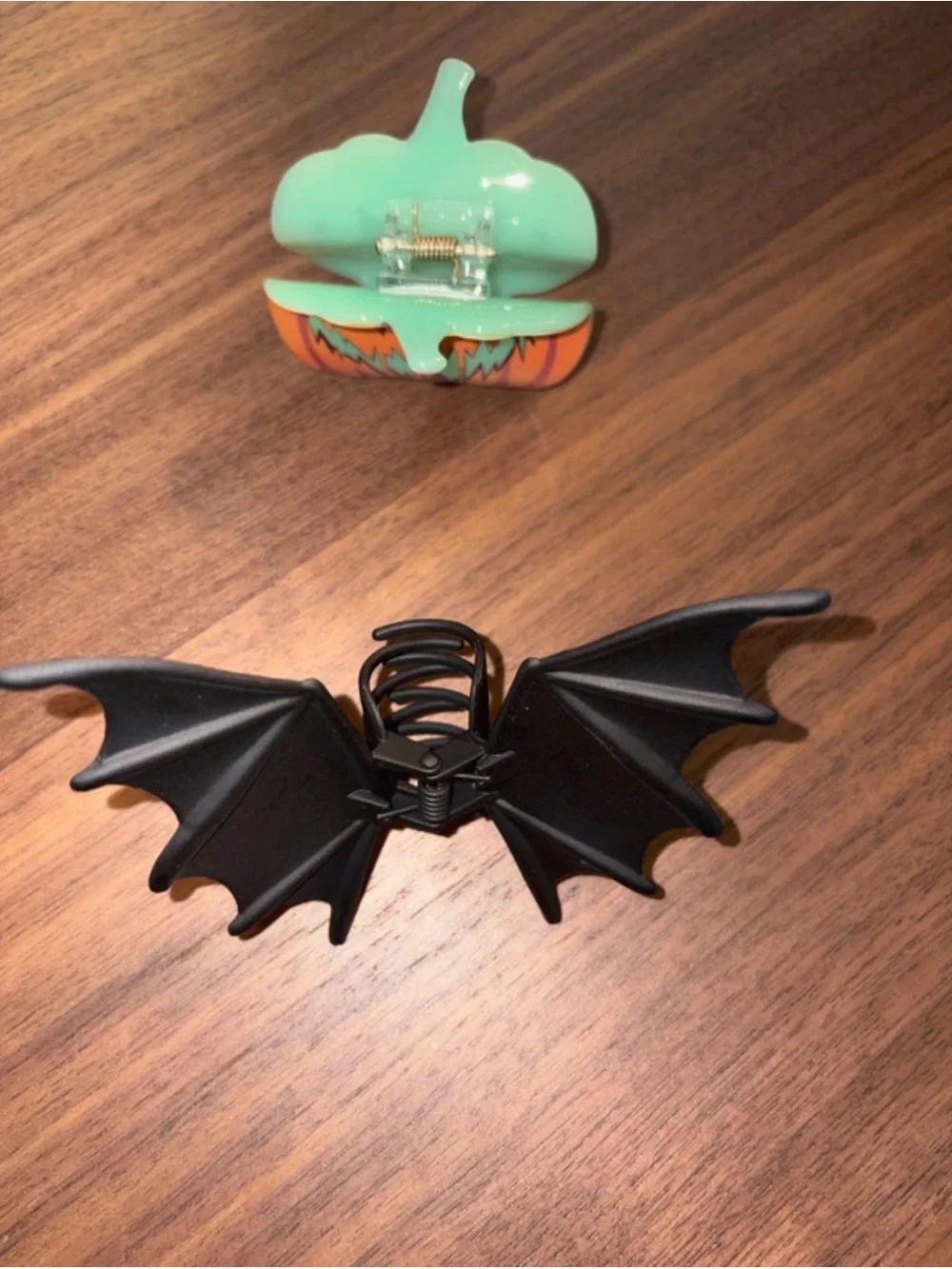 Halloween Pumpkin and Bat Hair Clips - Orange and Black
